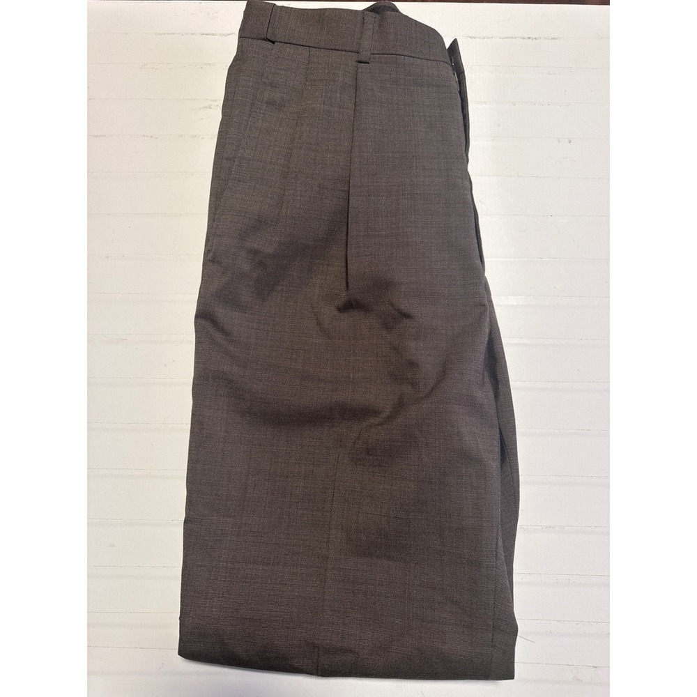 Haggar Dress Pants Mens 34x34 Olive Brown New Tic Weave Expandable Wool Stretch